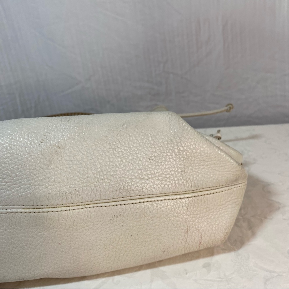Carlos Falchi Fatto a Mano Large Bone White Leather Whipstitch Tote Shoulder Bag - Picture 7 of 15